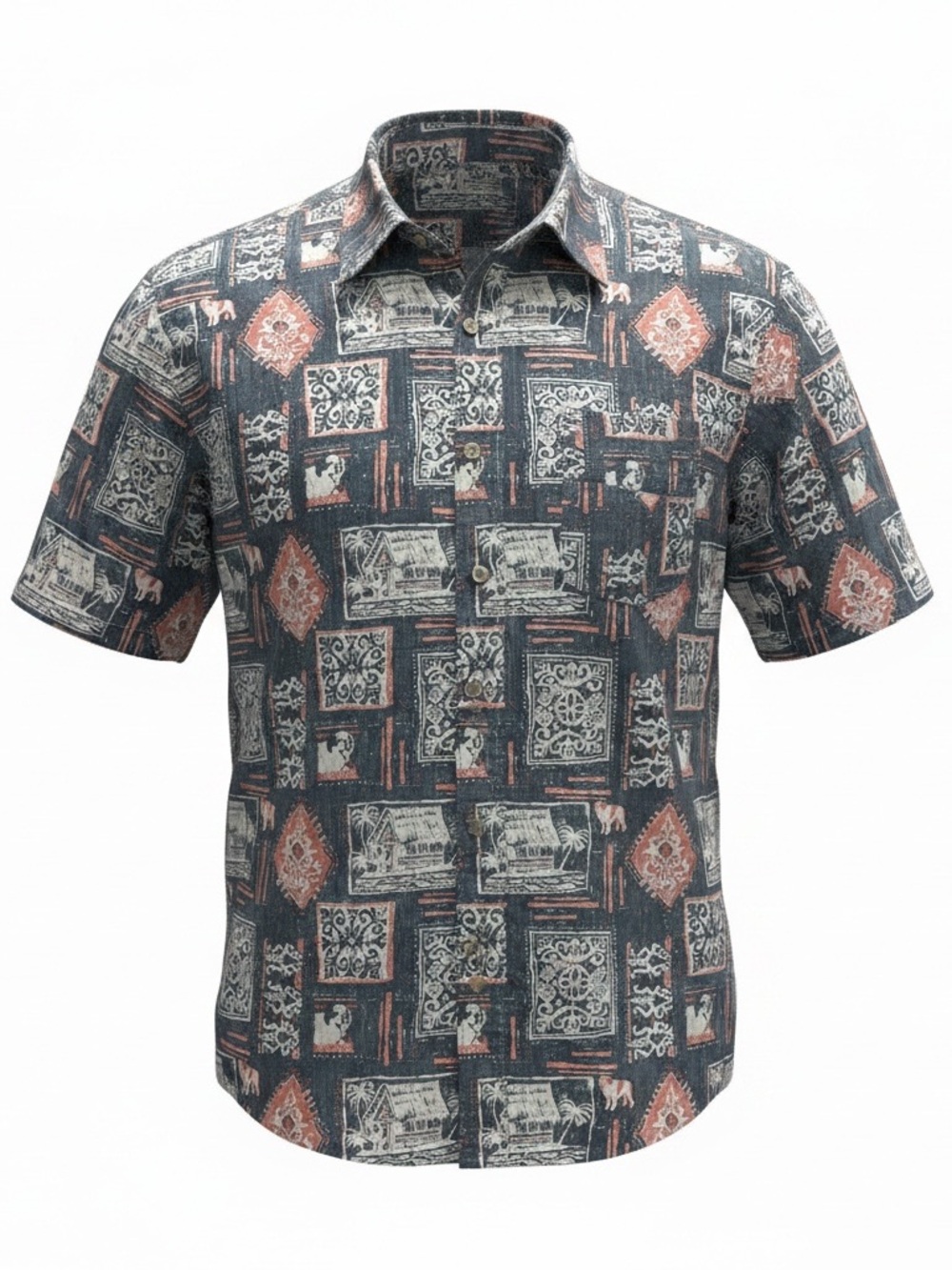 Big Dogs Authentic Hawaiian style  Button up Shirt Medium short sleeve
